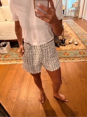 Textured White and Black Tweed-Look Women’s Shorts Maeve